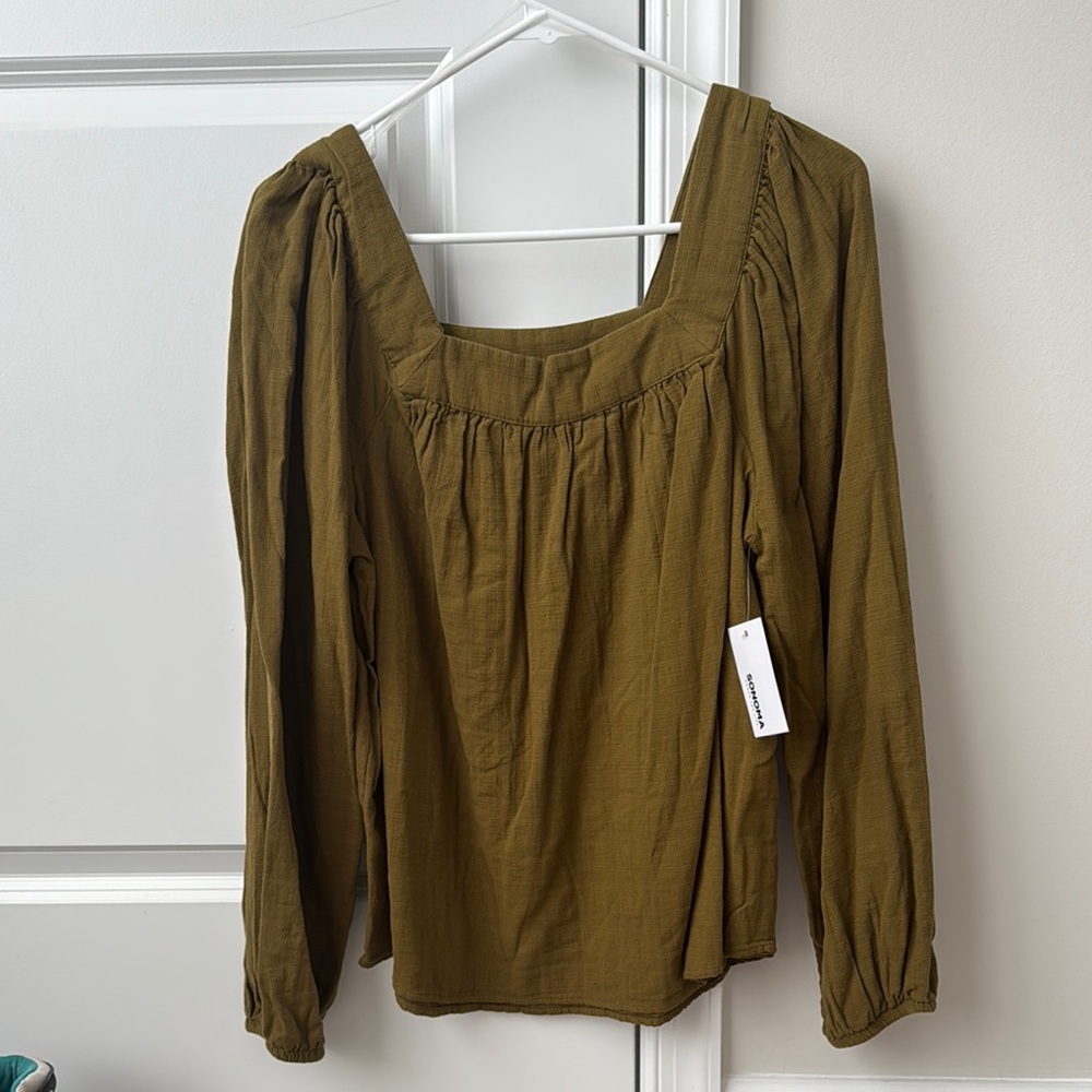 Women's Olive Green Long Sleeve Top